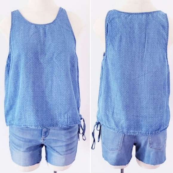 Universal Thread Tops - 🤑Women's chambray denim drawstring tan top